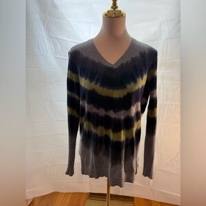 Peace of Cloth V-Neck Sweater in Blue and Green Large